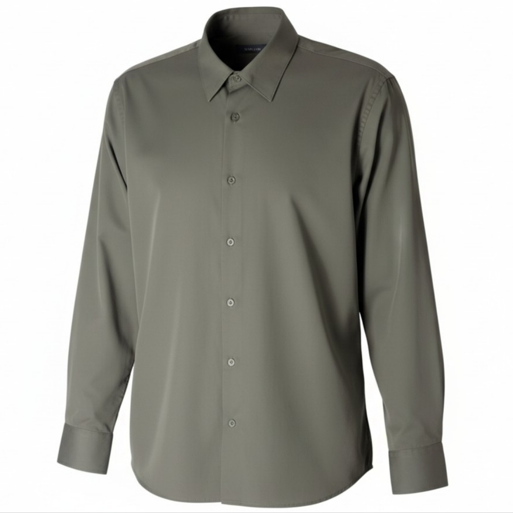 H&M men’s olive green dress shirt medium long sleeve button down workwear